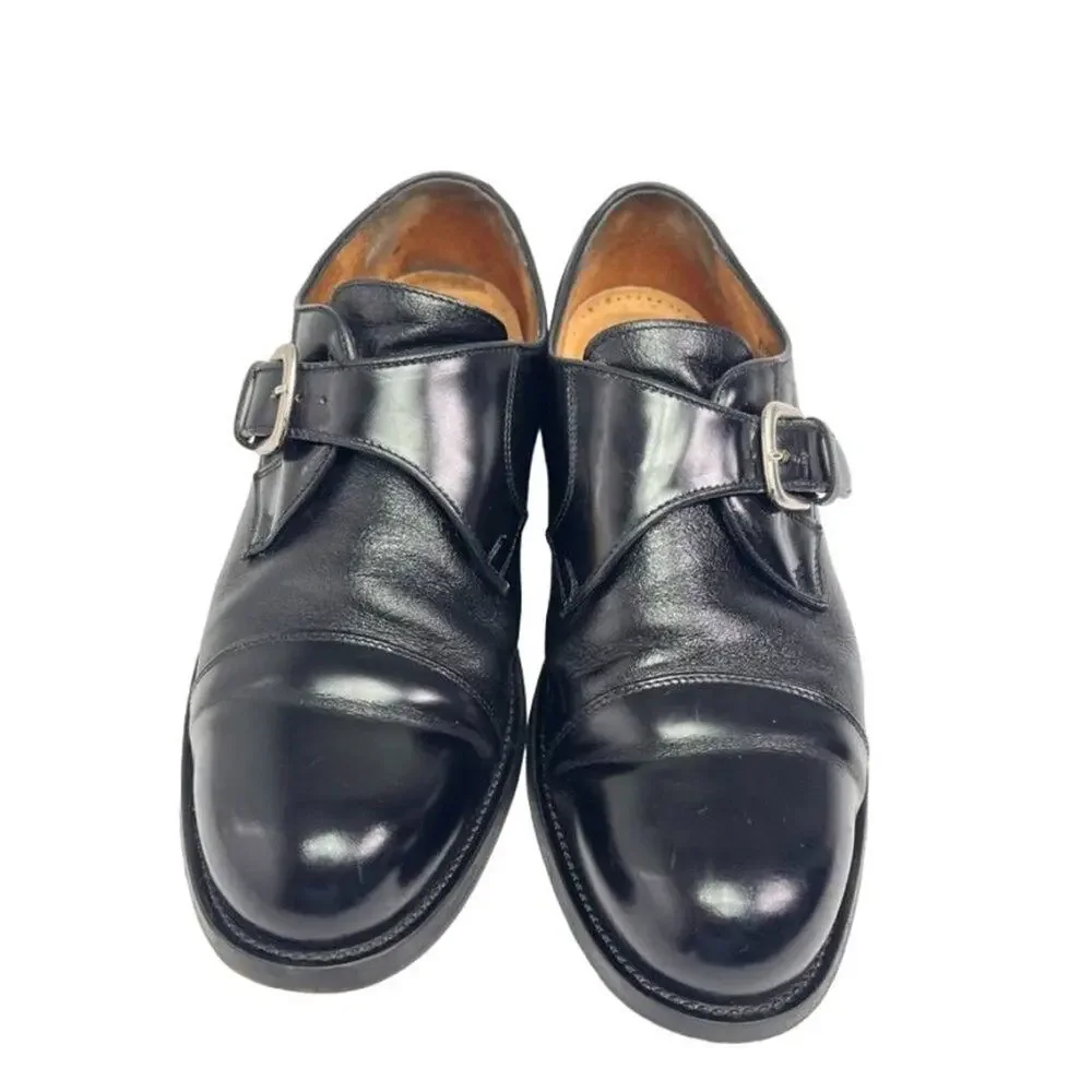 Casual Fridays Shoes Men's Size 11.5 M Black Leather Single Strap Monk Cap Toe